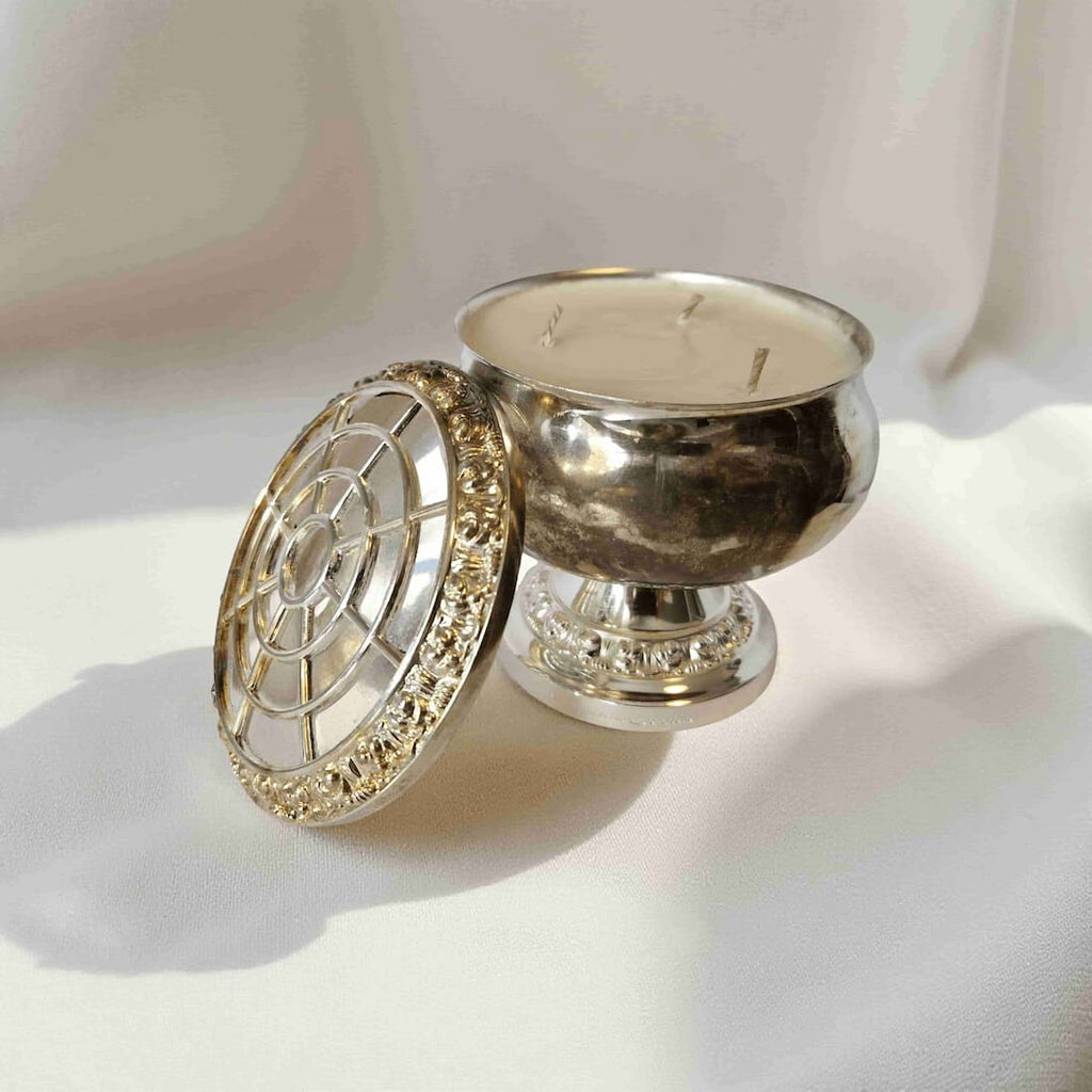 Ianthe Silver Rose Bowl Candle