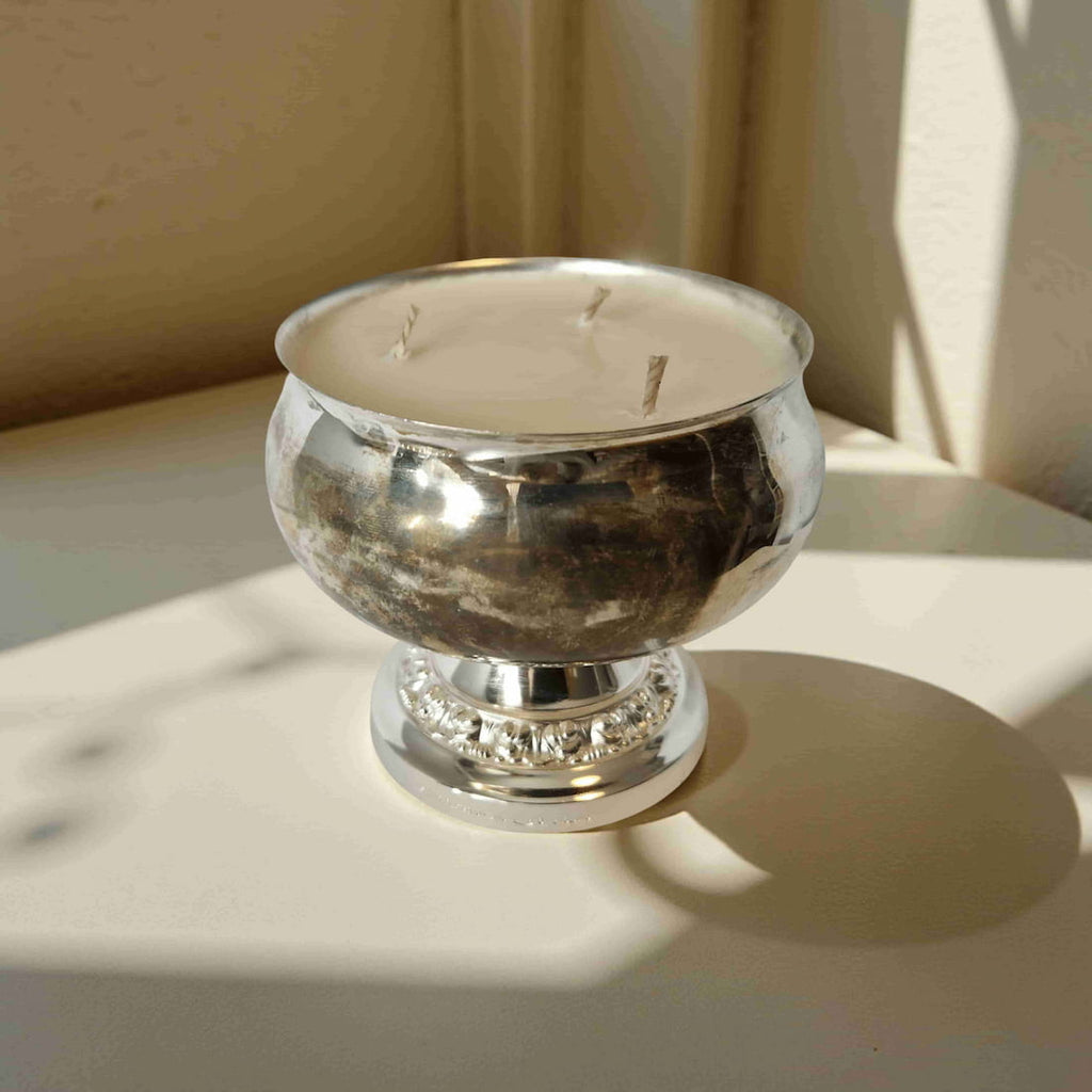 Ianthe Silver Rose Bowl Candle