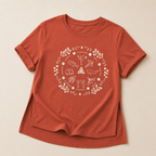 Women’s ‘Wheel of the Year’ Relaxed Fit T-Shirt with Cream Print