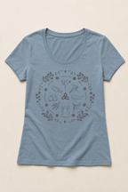 Women's Wheel of the Year Scoop Neck T-Shirt - grey print