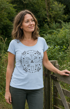 Women's Wheel of the Year Scoop Neck T-Shirt - grey print