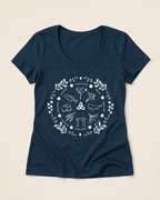 Women's Wheel of the Year Scoop Neck T-Shirt in cream print