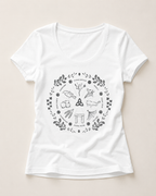 Women's Wheel of the Year Scoop Neck T-Shirt in cream print