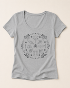 Women's Wheel of the Year Scoop Neck T-Shirt in cream print