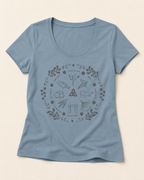 Women's Wheel of the Year Scoop Neck T-Shirt in cream print