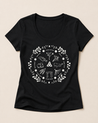 Women's Wheel of the Year Scoop Neck T-Shirt in cream print