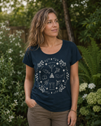 Women's Wheel of the Year Scoop Neck T-Shirt in cream print