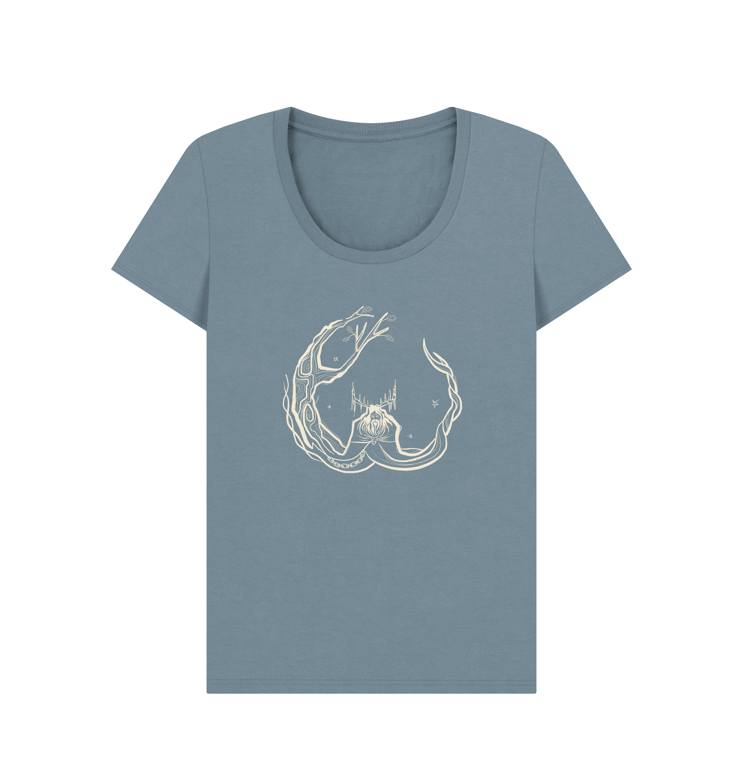 Stone Blue Printed T-shirt Front