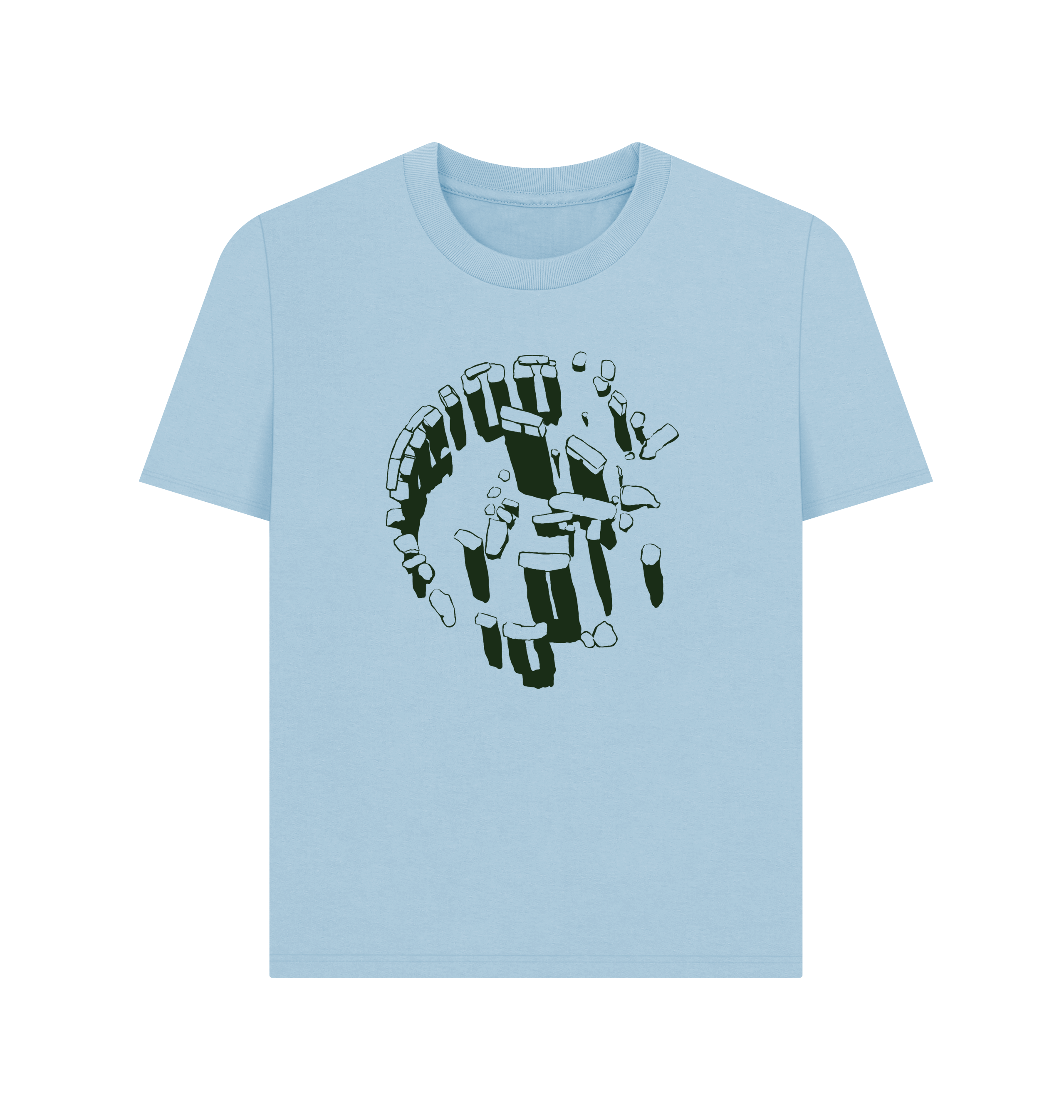 Milky Blue Printed T-shirt Front