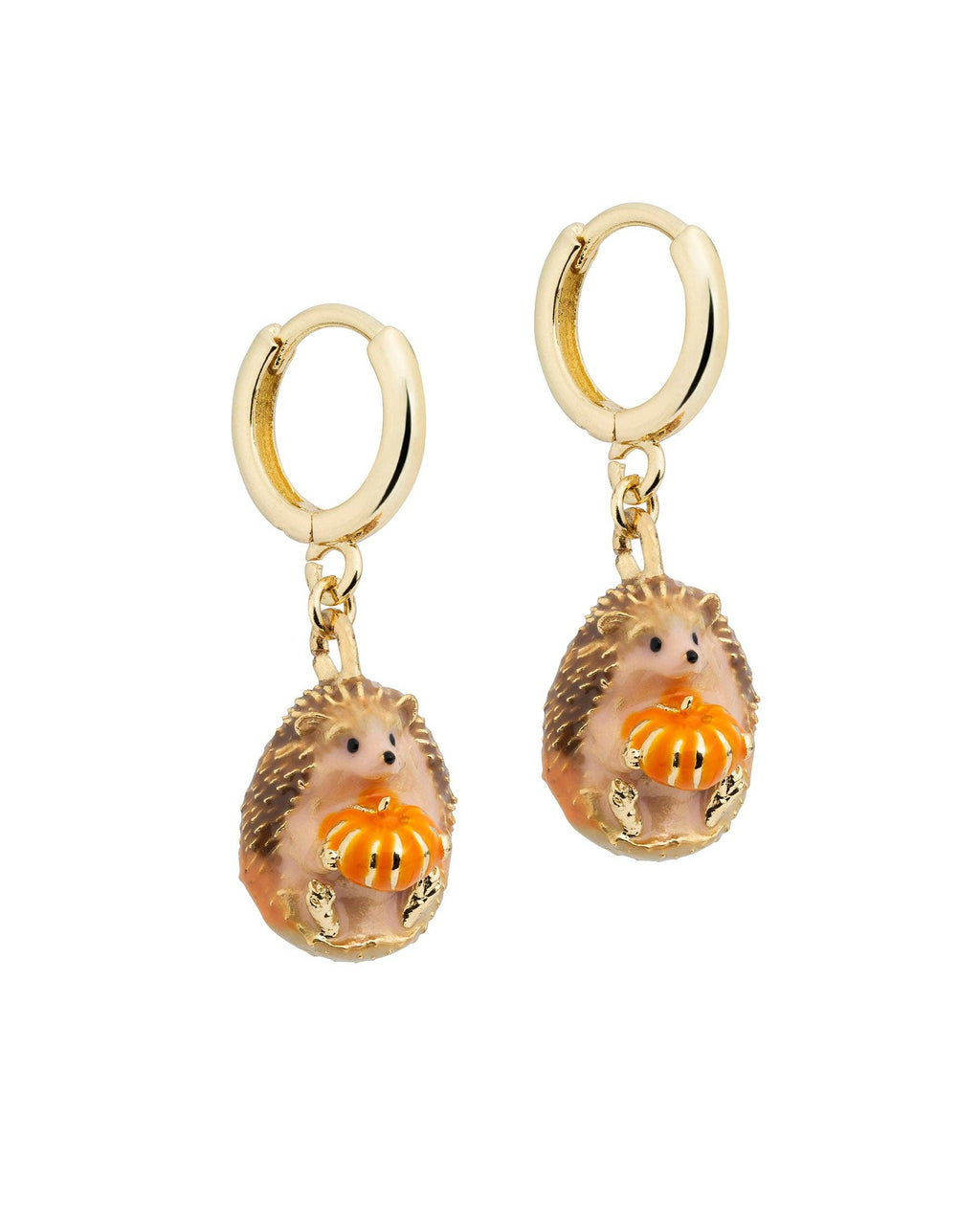 Hedgehog & Pumpkin Huggie Earrings