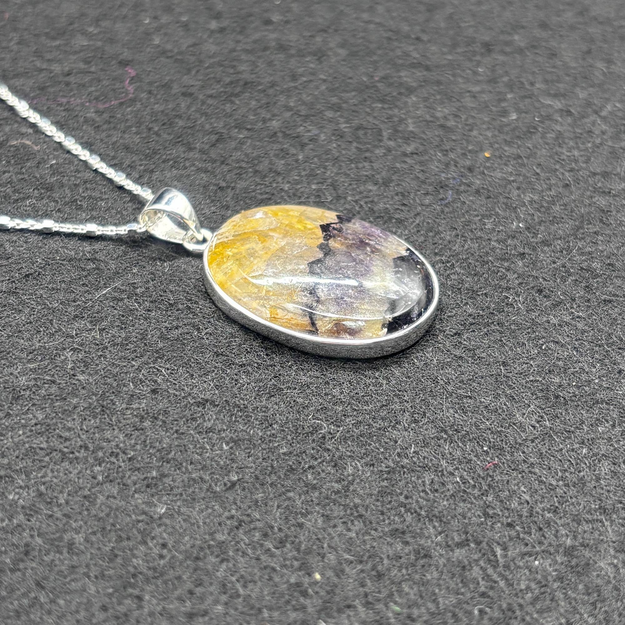 Blue John Fluorite Pendant in Sterling Silver