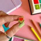 Red Tulip Enamel Pin