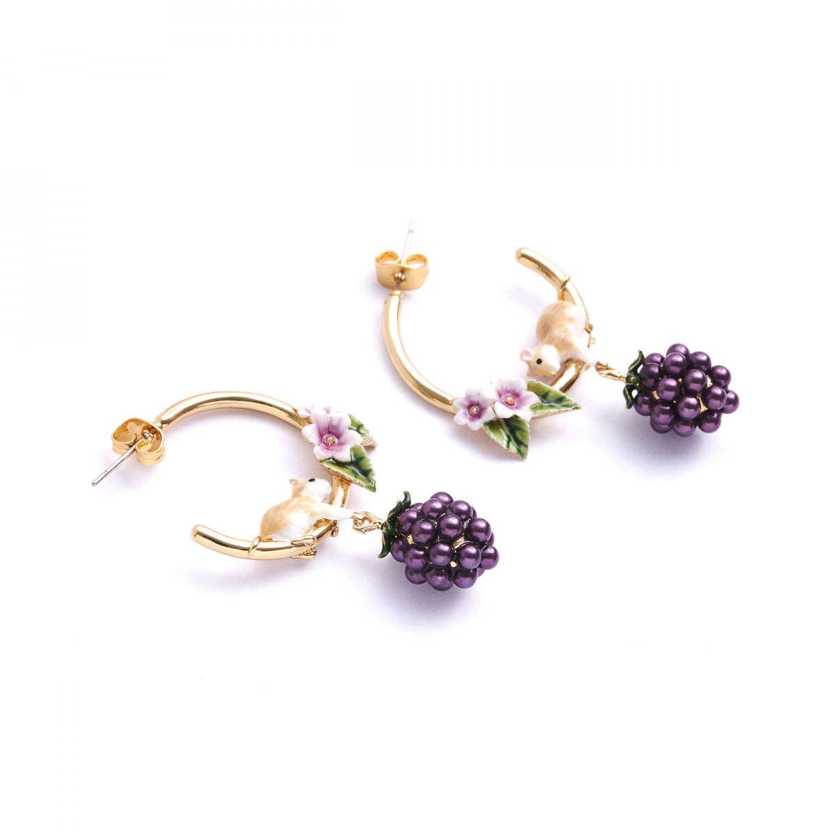 Blackberry & Mouse Hoop Earrings