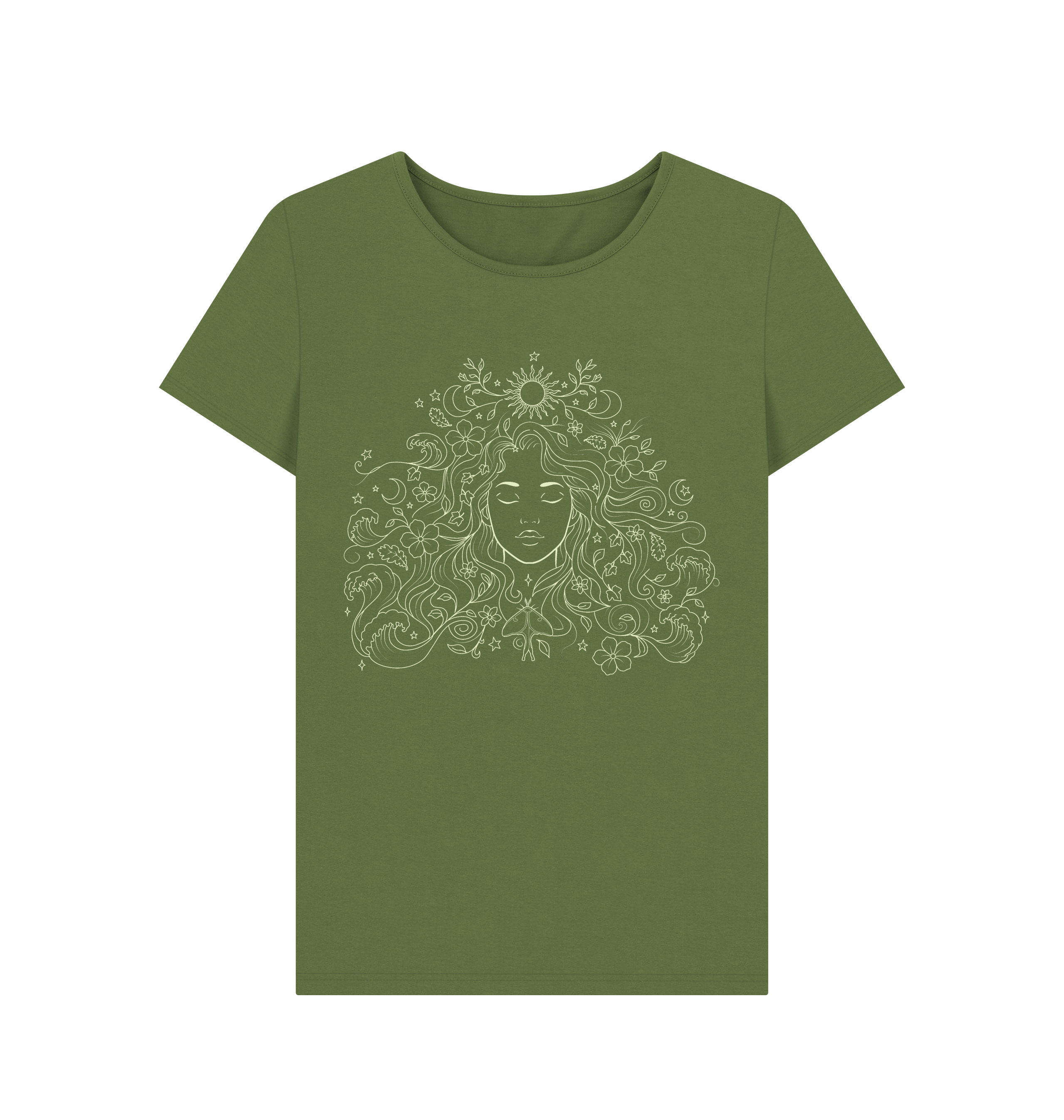 Khaki Printed T-shirt Front