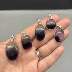 Genuine Blue John Fluorite Pendant set in sterling silver