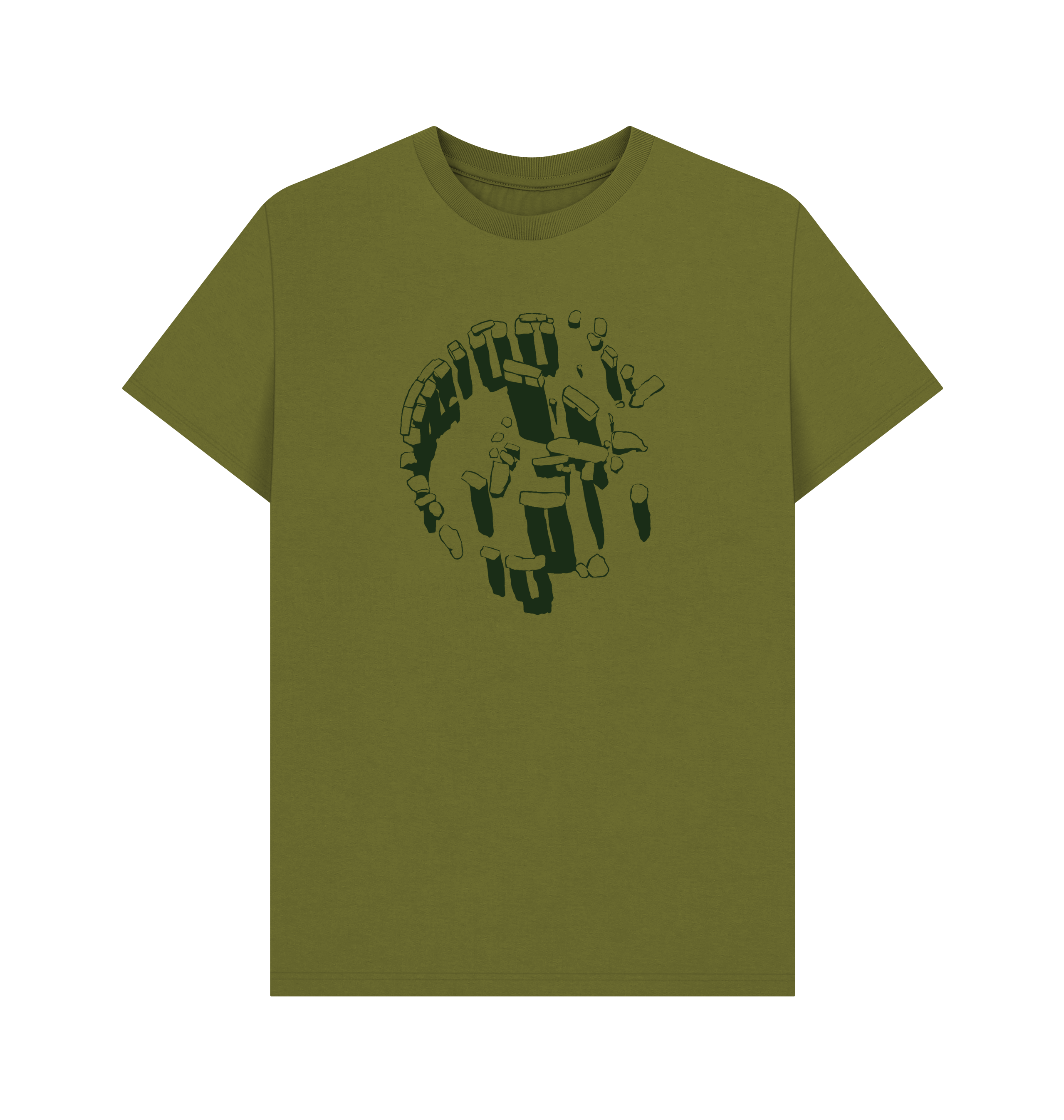 Moss Green Printed T-shirt Front