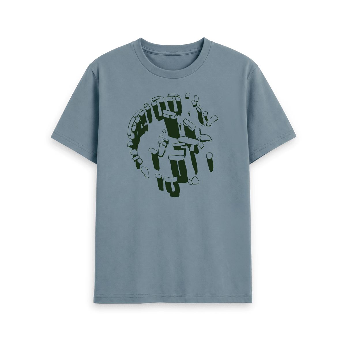 Stone Blue Printed T-shirt Front