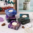 Square Crystal Raw Stone Candle Holder