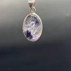 Genuine Blue John Fluorite Pendant set in sterling silver