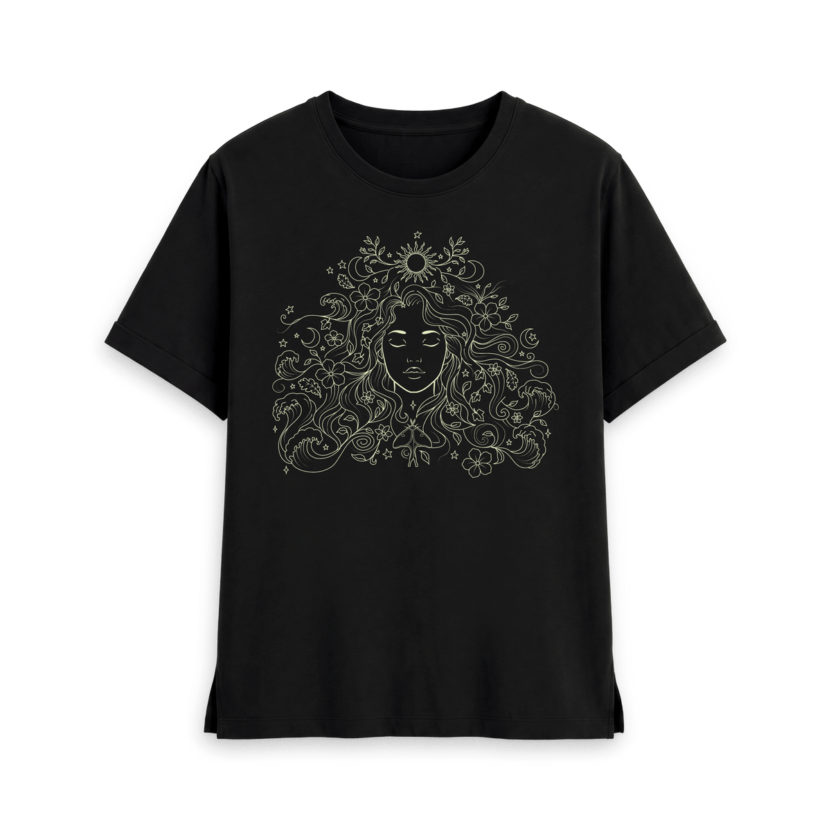 Black Printed T-shirt Front