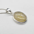 Golden Rutilated Quartz Oval Pendant in Sterling Silver