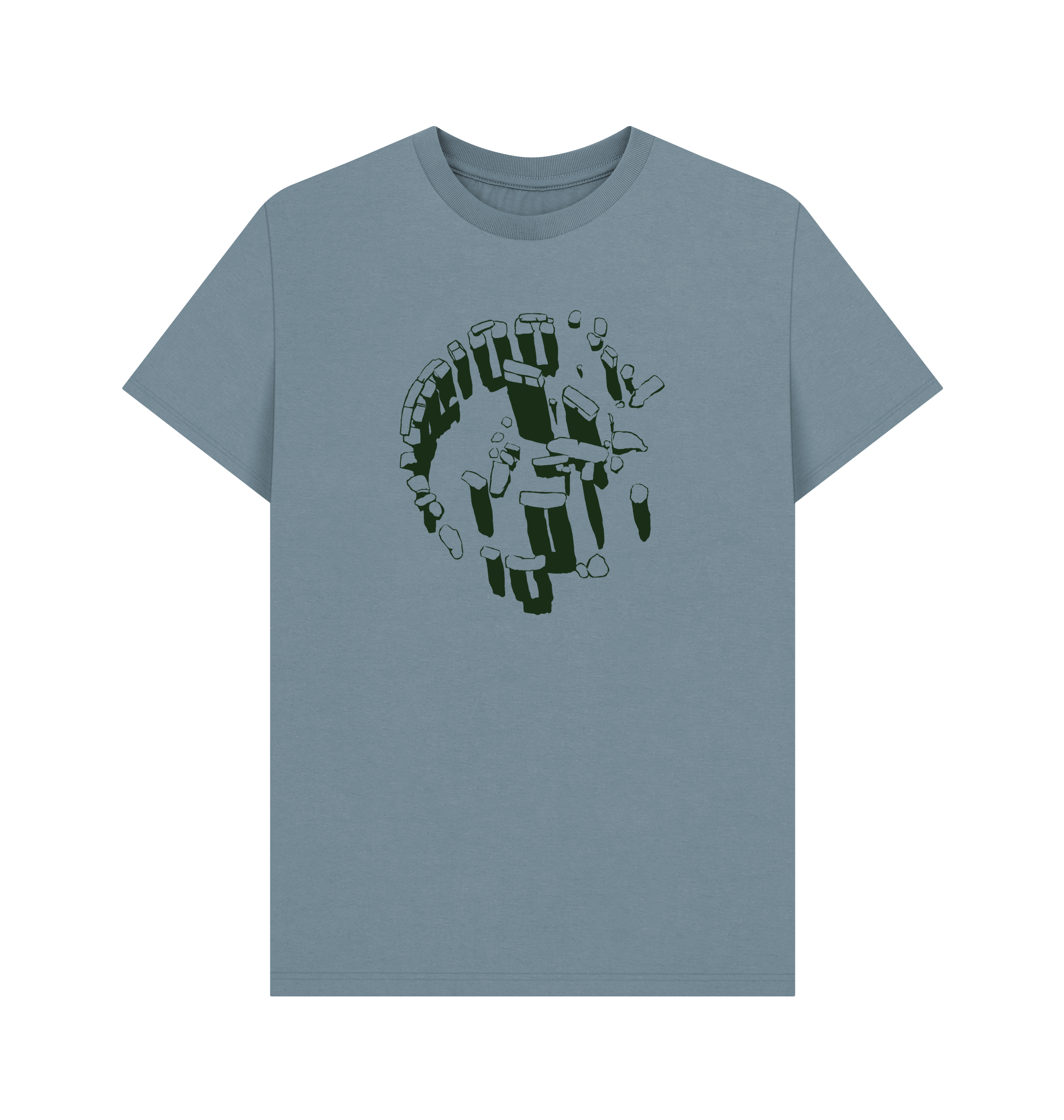 Stone Blue Printed T-shirt Front