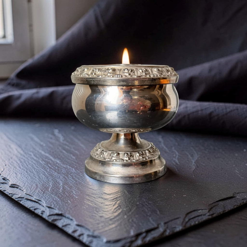 Ianthe Silver Rose Bowl Candle