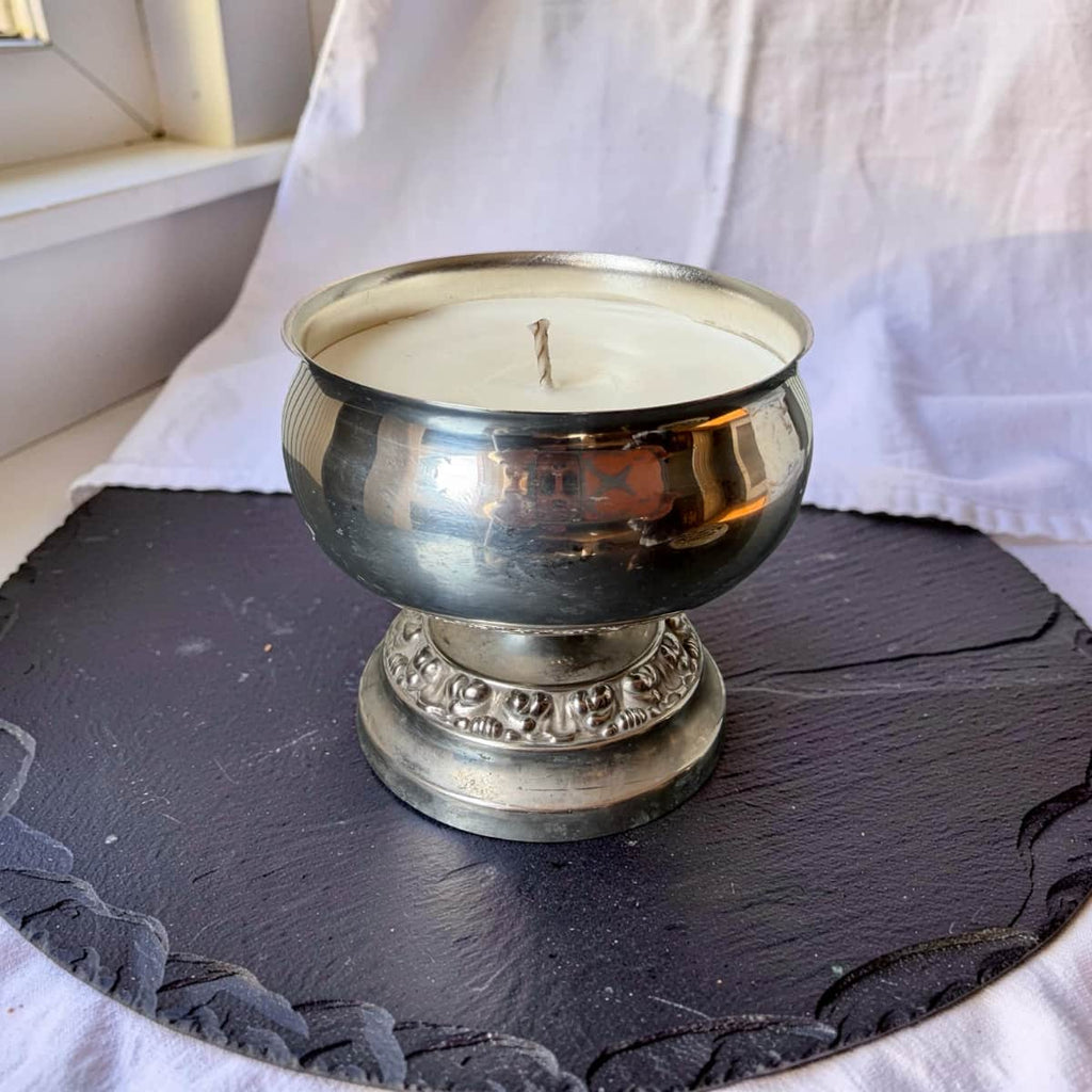 Ianthe Silver Rose Bowl Candle